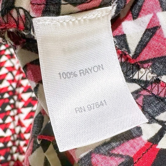 J. Jill Midi Womens Mod Print Navy Red Shirt Dress  Size 12 Tab Sleeves Collared - Picture 12 of 13